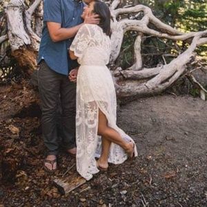 White lace maxi romper